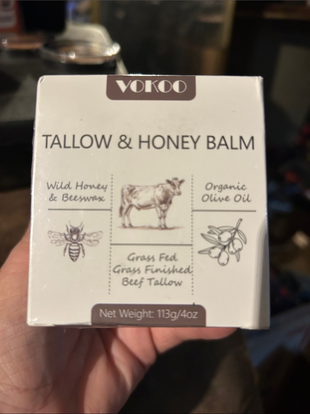 Vokoo Tallow & Honey Balm - White Box with Brown Accents